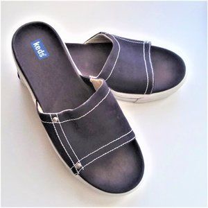 Keds Sandal Blue Slide Canvas Slide Open Toe Casual Women's Sz 10 Trendy Summer